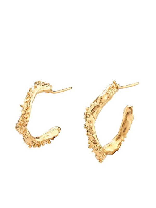 textured hoop earrings in gold