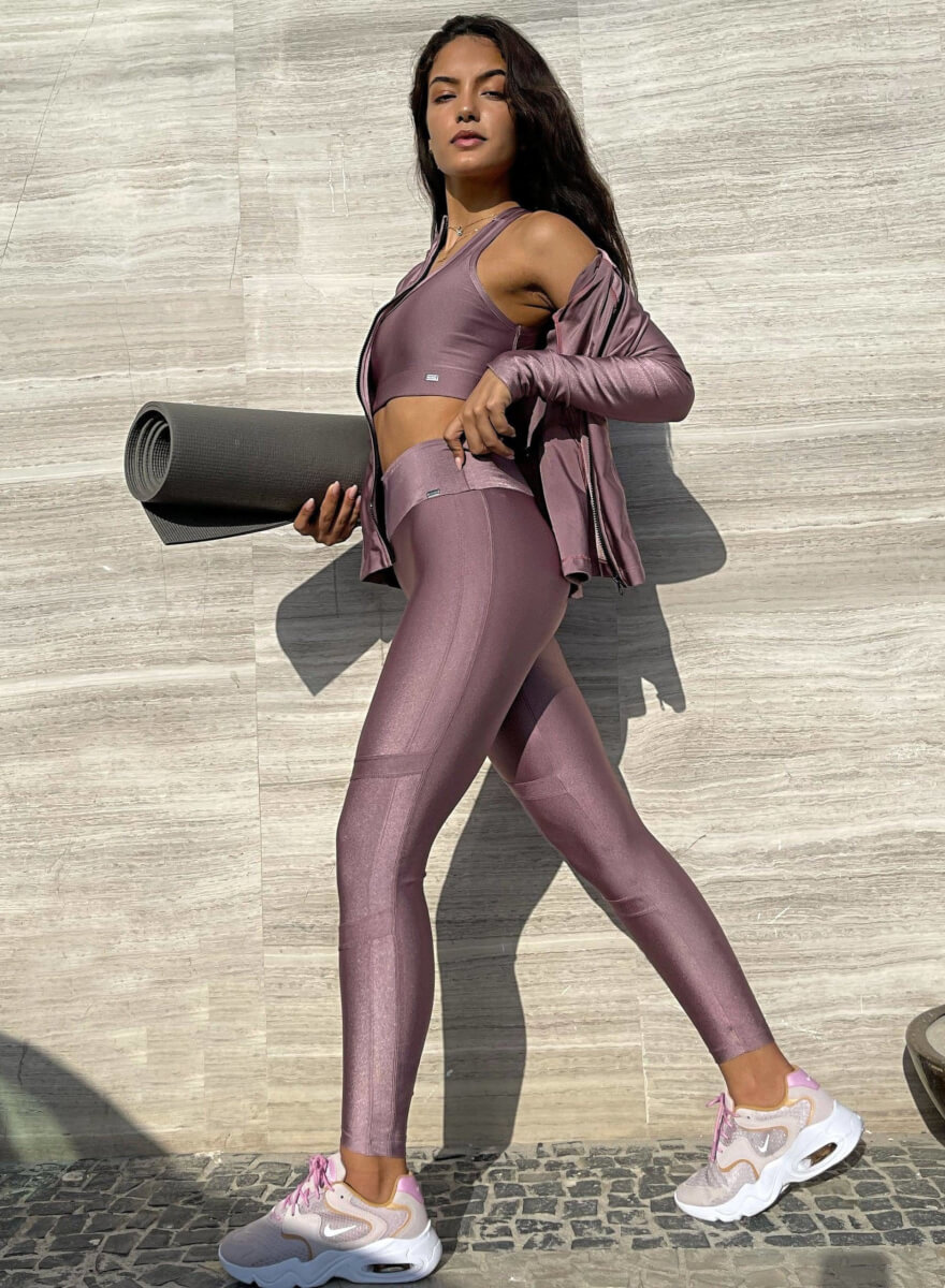 Lilac pink high waisted leggings
