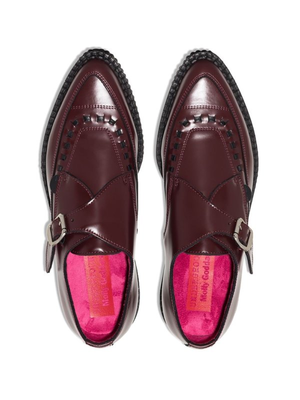 burgundy buckled oxford shoes