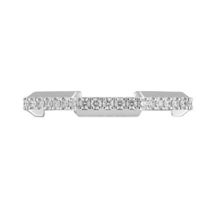 Gucci 18ct White Gold Link To Love 3mm Diamond Pave Ring - Ring Size N