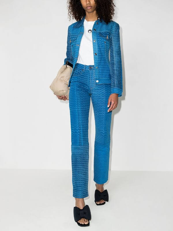 blue straight cut trousers