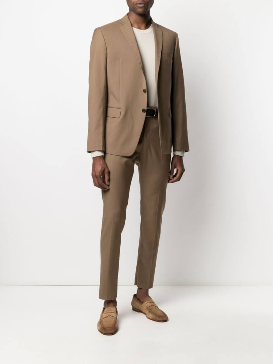 Beige single breasted suit