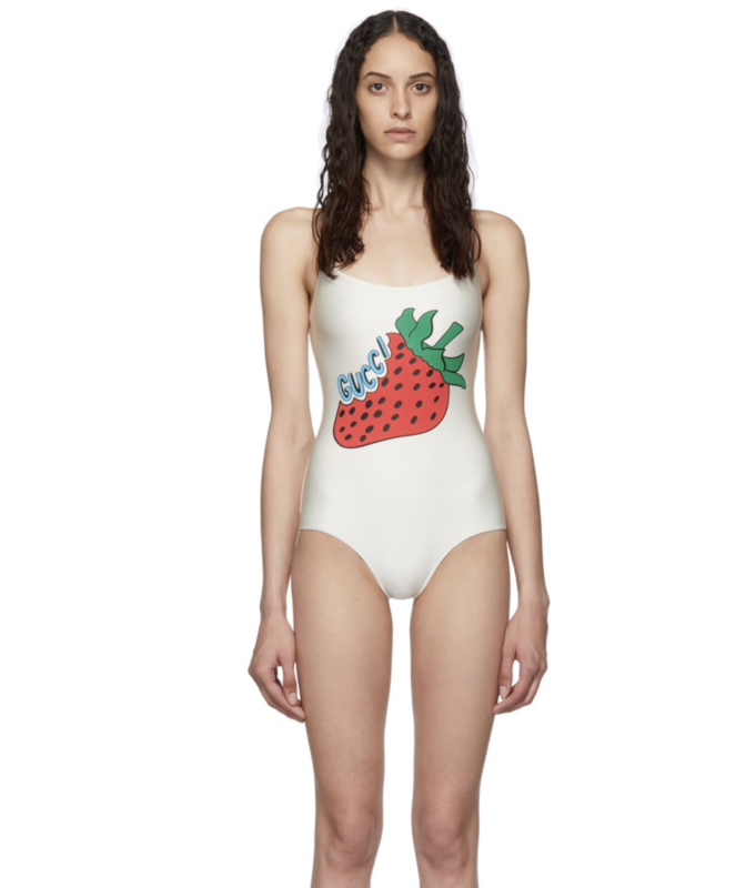 white strawberry swimsuit