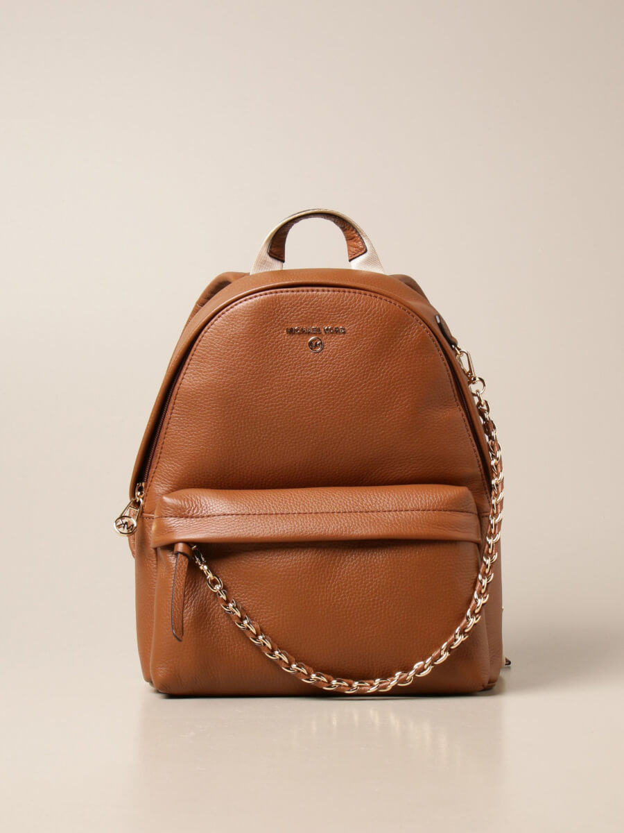 Brown leather chained backpack