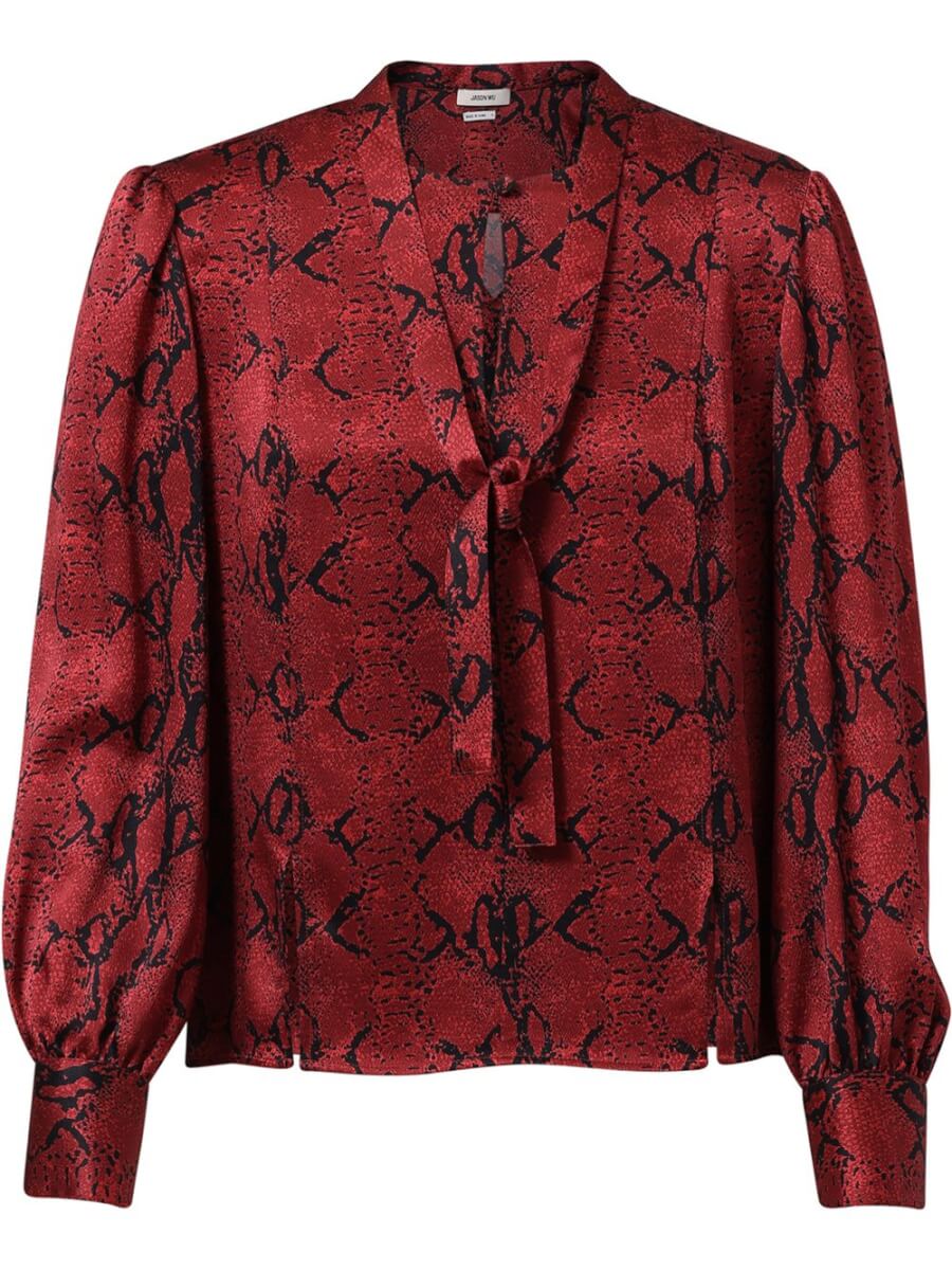 Red snake print blouse