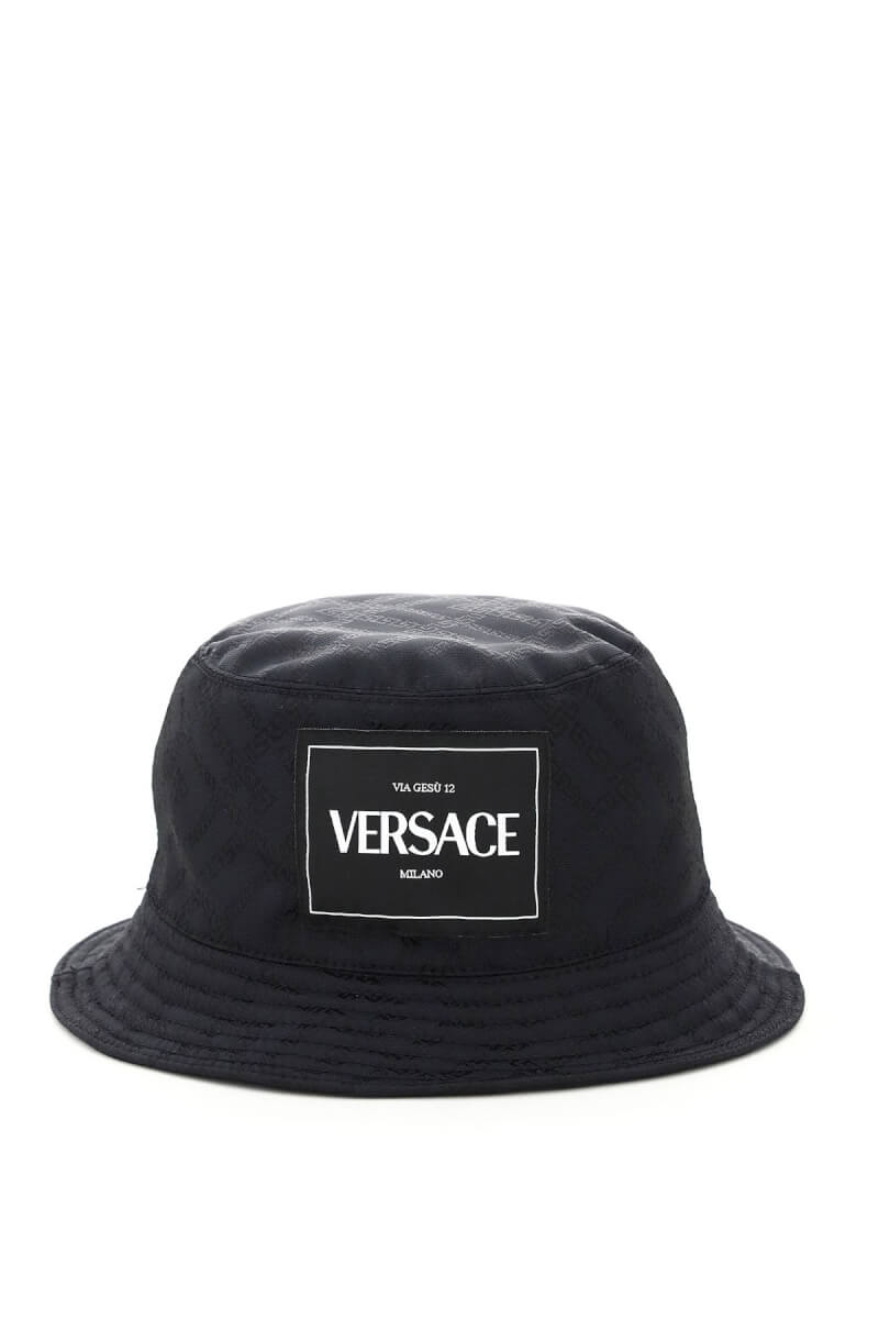 Black branded Versace bucket hat