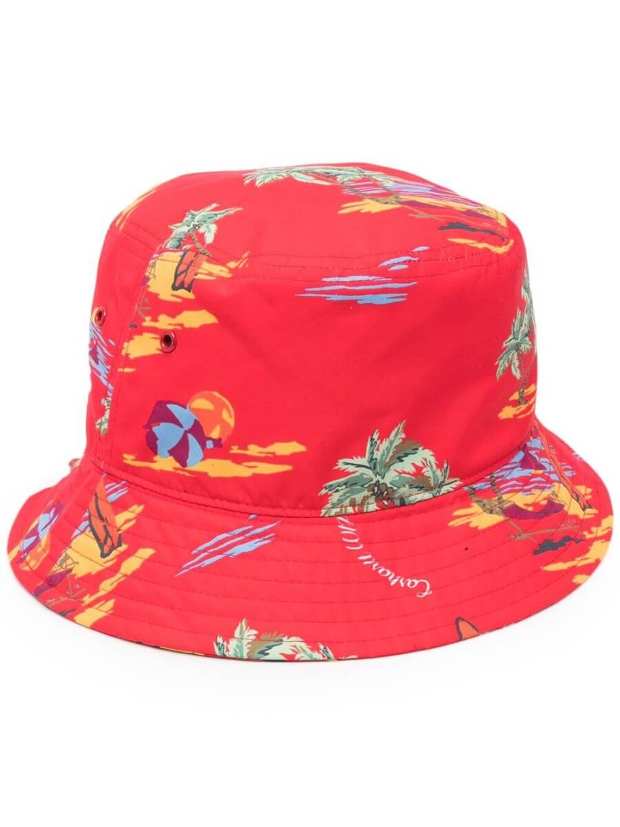 Red Printed beach-print bucket hat