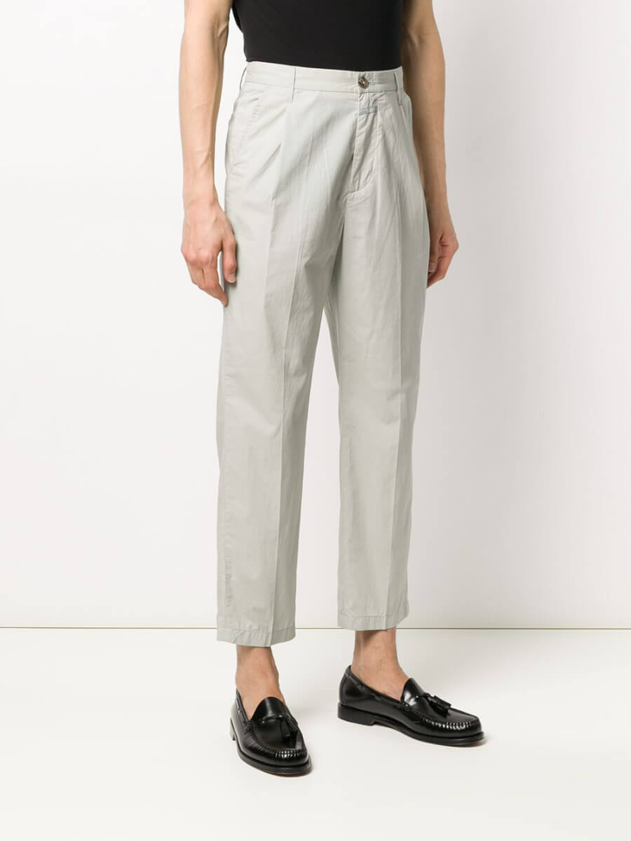 White organic cotton straight let trousers