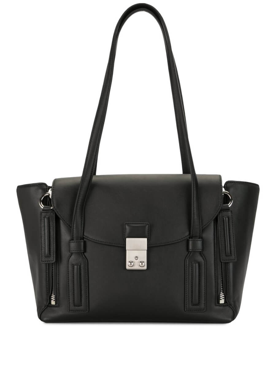 Black leather medium shoulder bag