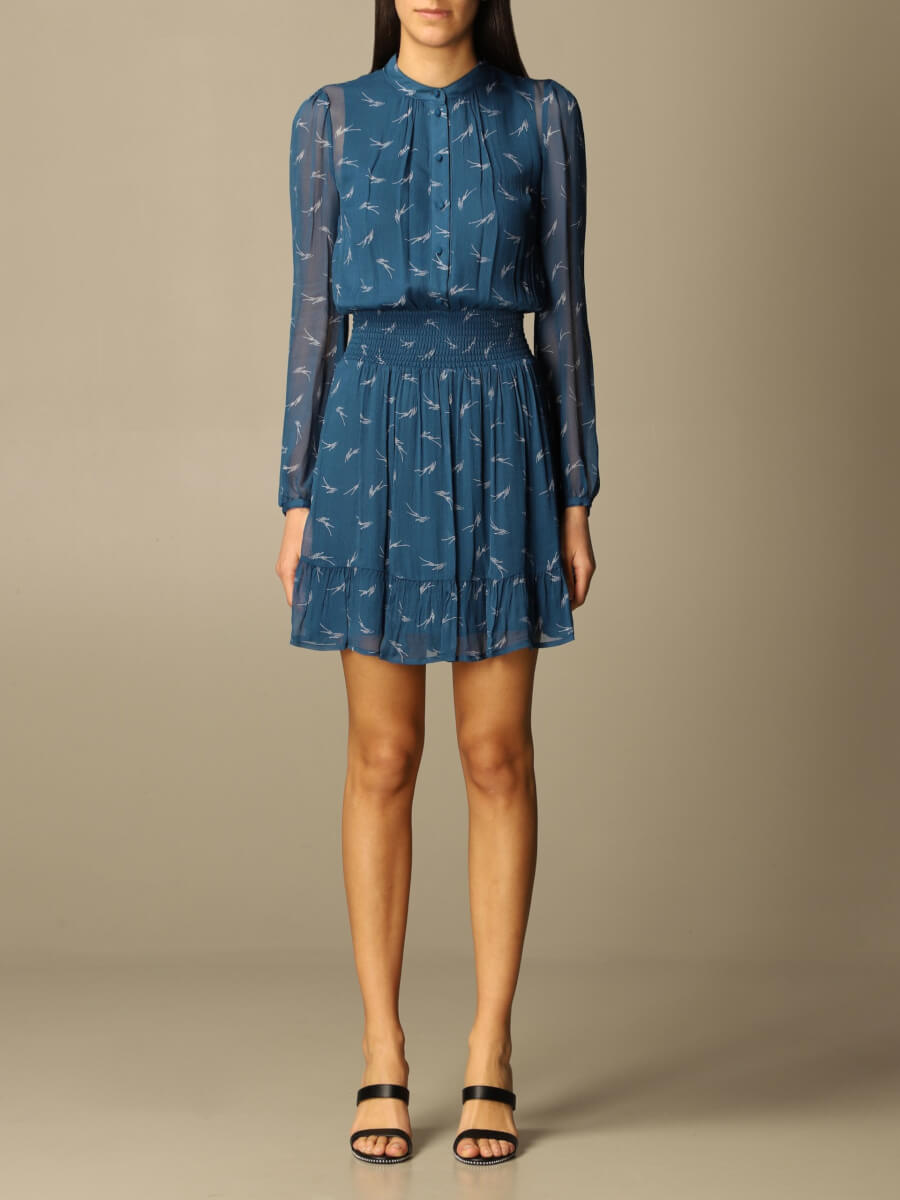 Blue patterned viscose dress