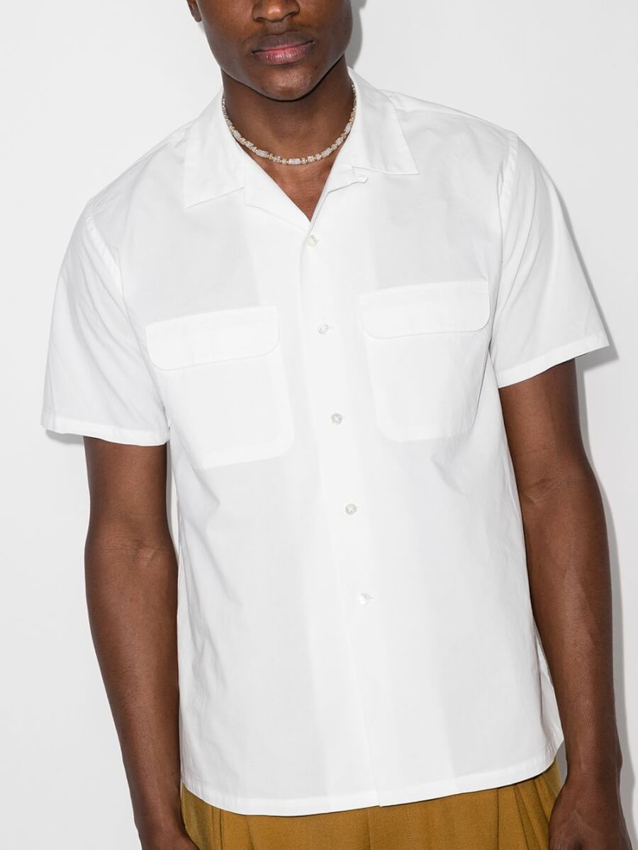 White short sleeved button up shirt