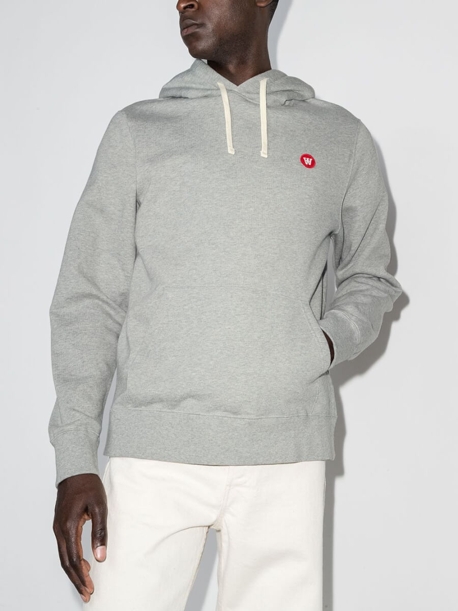 Grey Ian logo embroidered hoodie
