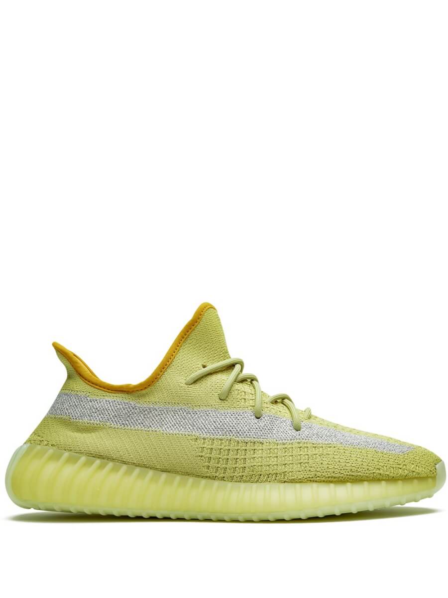 Yellow knit low top sneakers