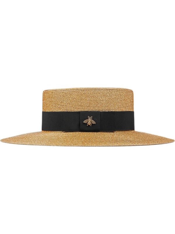 Gucci bee-embellished boater hat