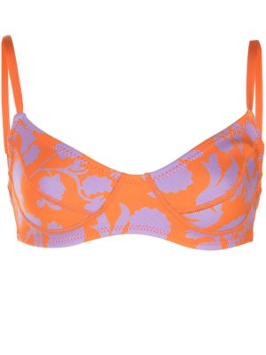 Cynthia Rowley abstract-print bikini top - Orange