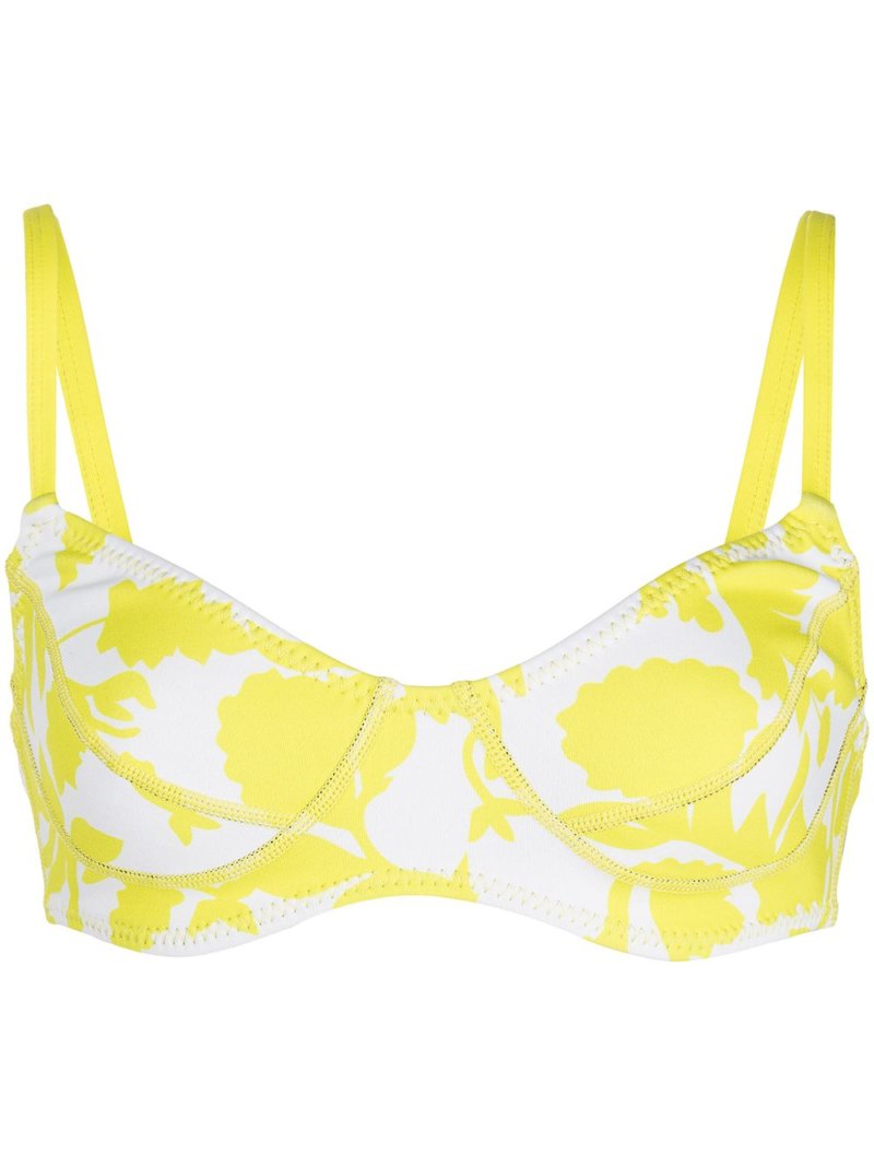 Cynthia Rowley abstract-print bikini top - Yellow