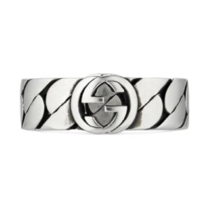 Gucci Interlocking G Sterling Silver 6mm Ring - Ring Size L