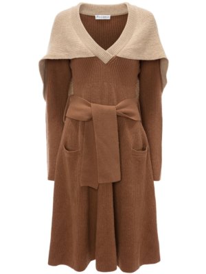JW Anderson cape detail knitted dress - Neutrals