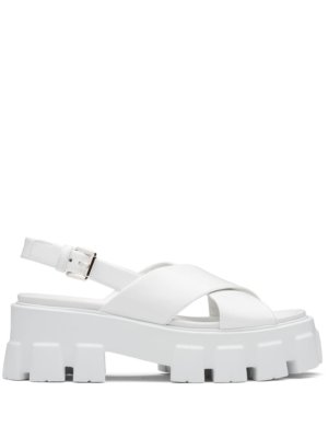 Prada Monolith brushed-finish sandals - White