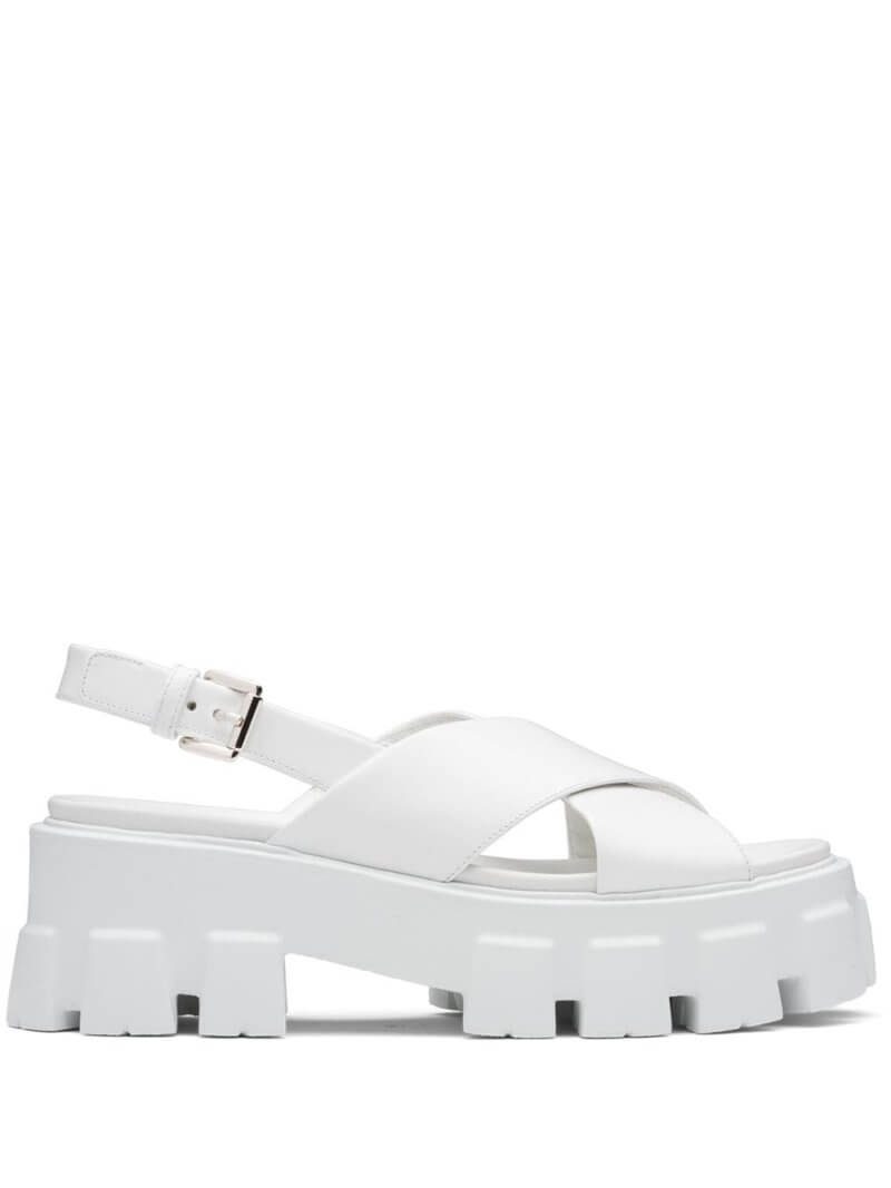 Prada Monolith brushed-finish sandals - White