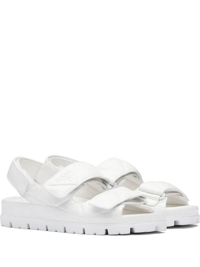 Prada logo-strap chunky sandals - White