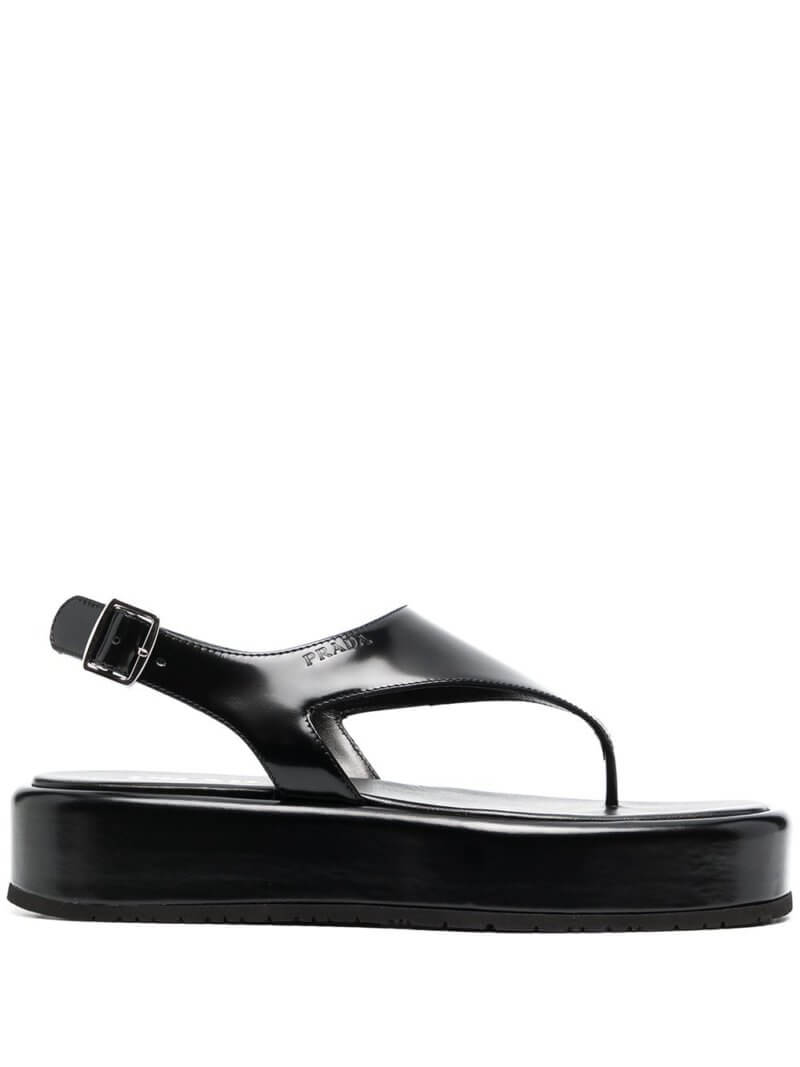 Prada platform leather sandals - Black