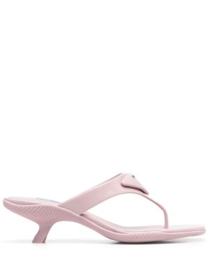 Prada triangle logo thong sandals - Pink