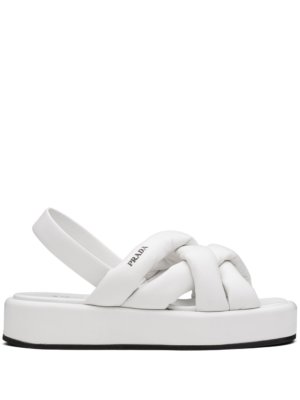 Prada woven flatform sandals - White