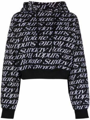 ROTATE Sunday-knit cropped hoodie - Black