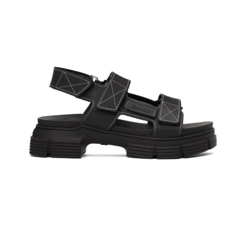 black ganni sandals