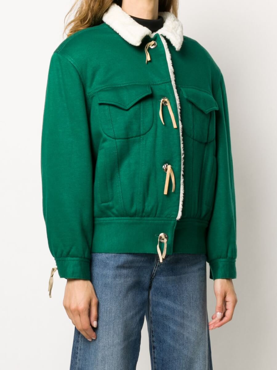 Green wool lined collar jacket