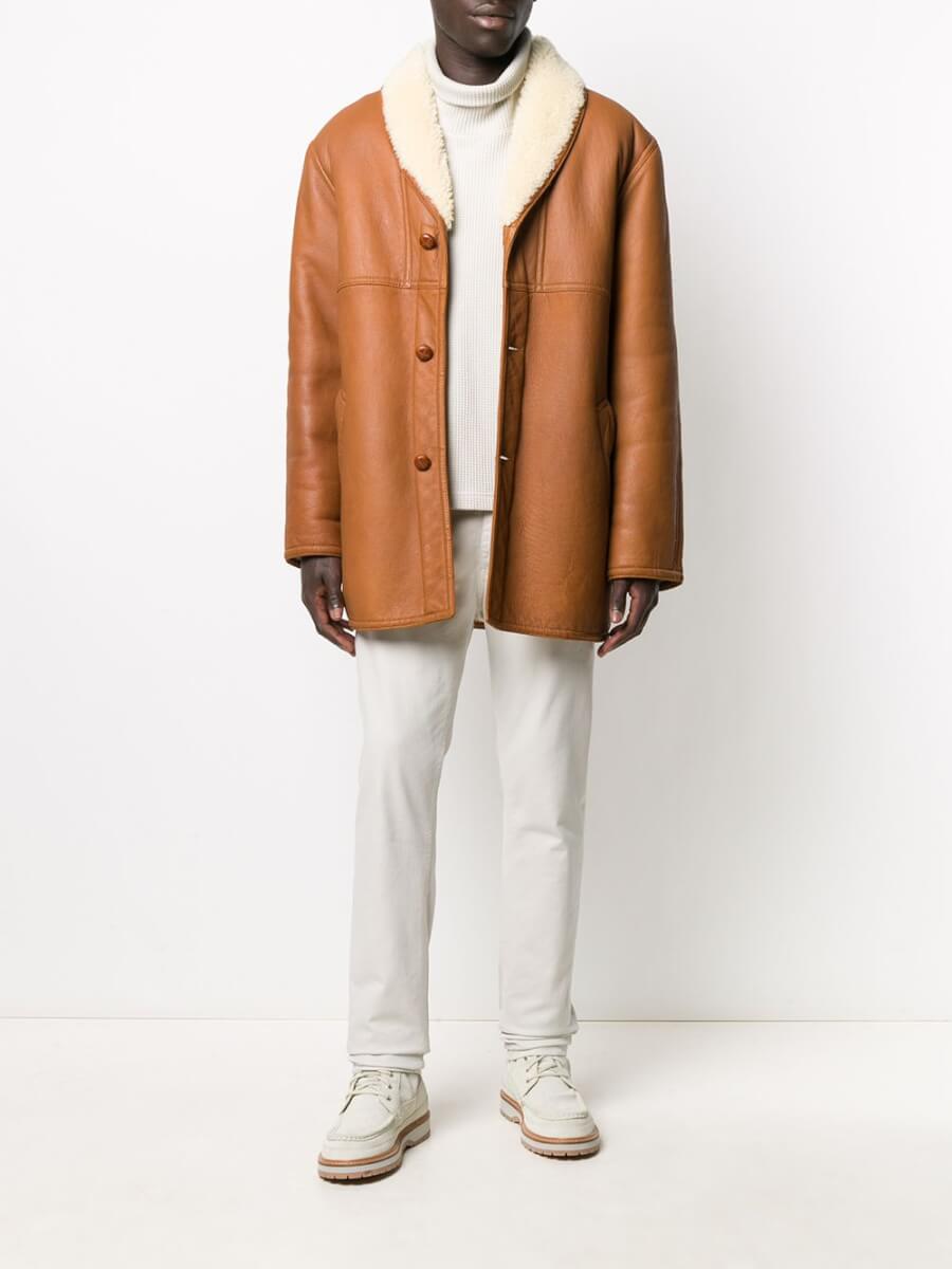 Tan wool lined leather jacket