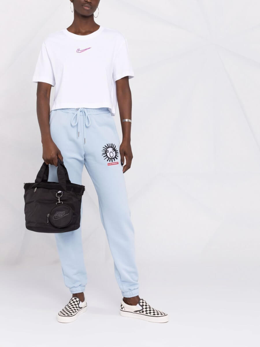 White cropped t shirt with Nike branding