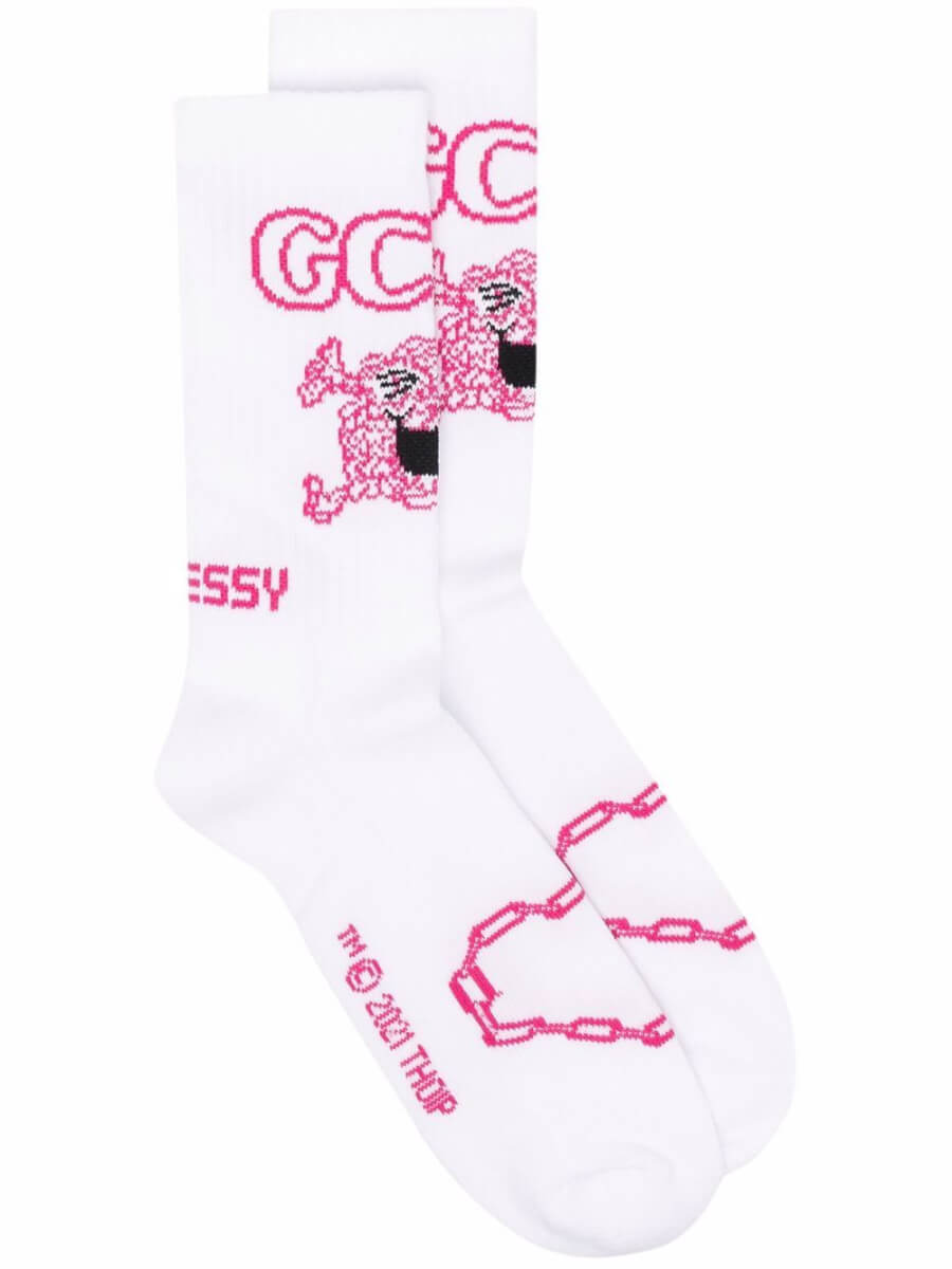 White and pink socks
