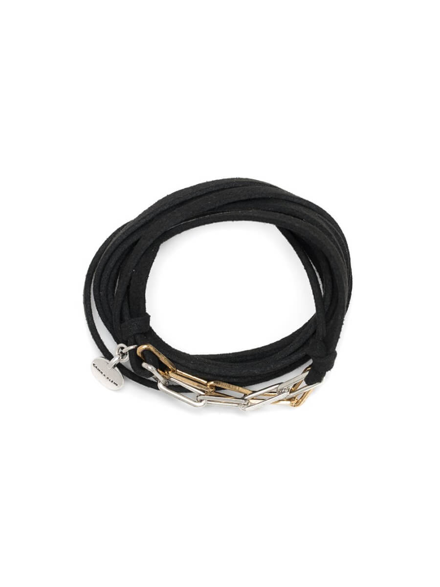 Chainlink and leather wrap bracelet