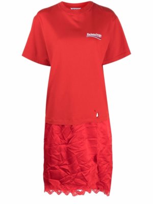 Balenciaga T-shirt slip dress - Red