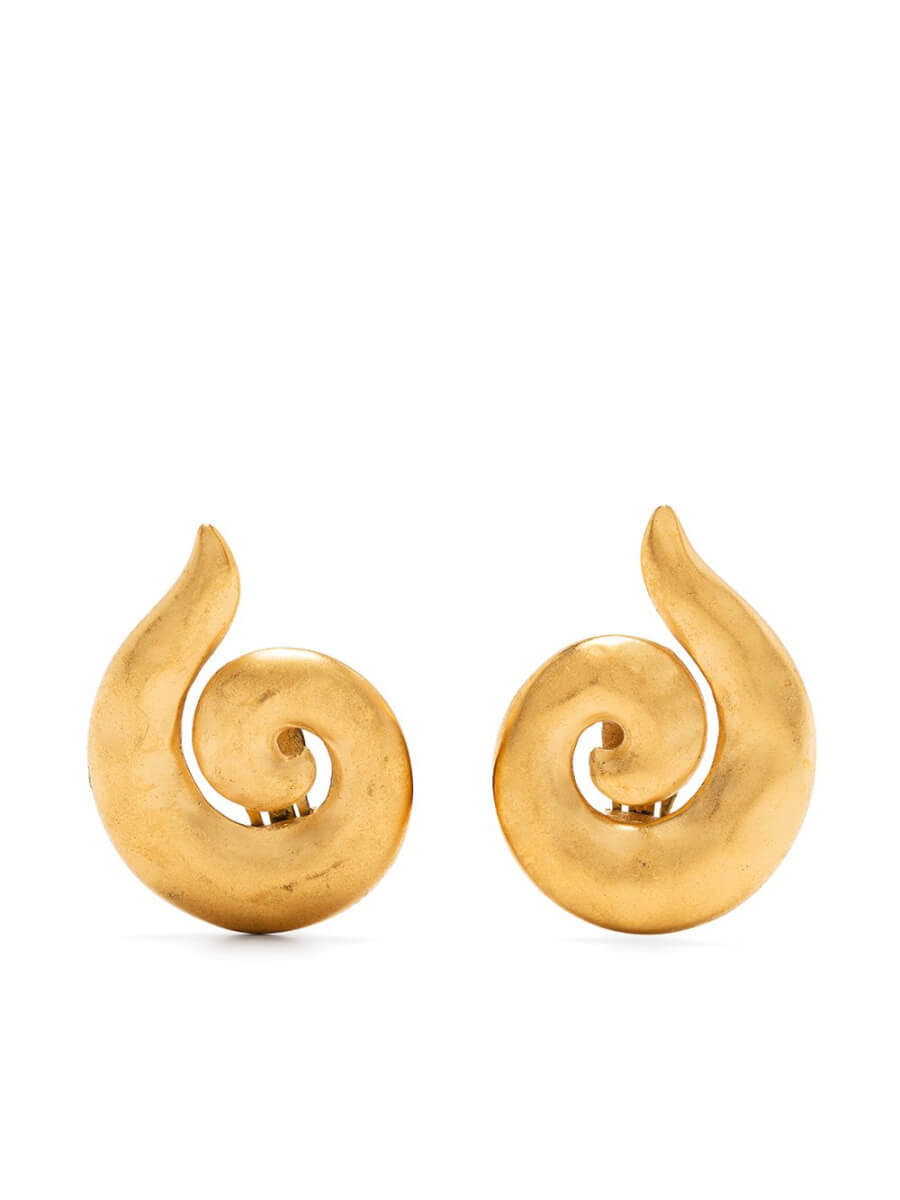 Gold tone swirled stud earrings