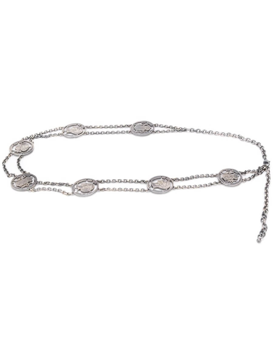 Silver tone pendant choker style necklace