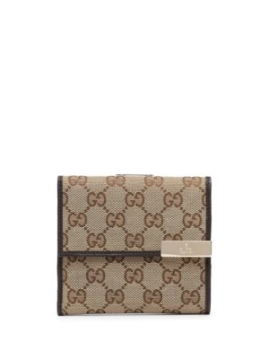 Gucci monogram leather wallet - Brown