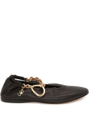 JW Anderson chain-link detail ballerina shoes - Black