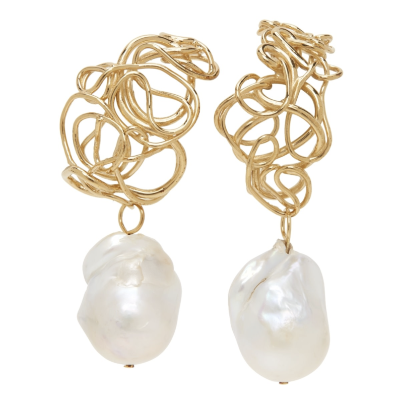 COMPLETEDWORKS Gold Twisted Pearl Earrings £335