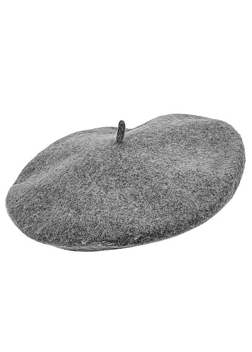 Grey wool beret hat