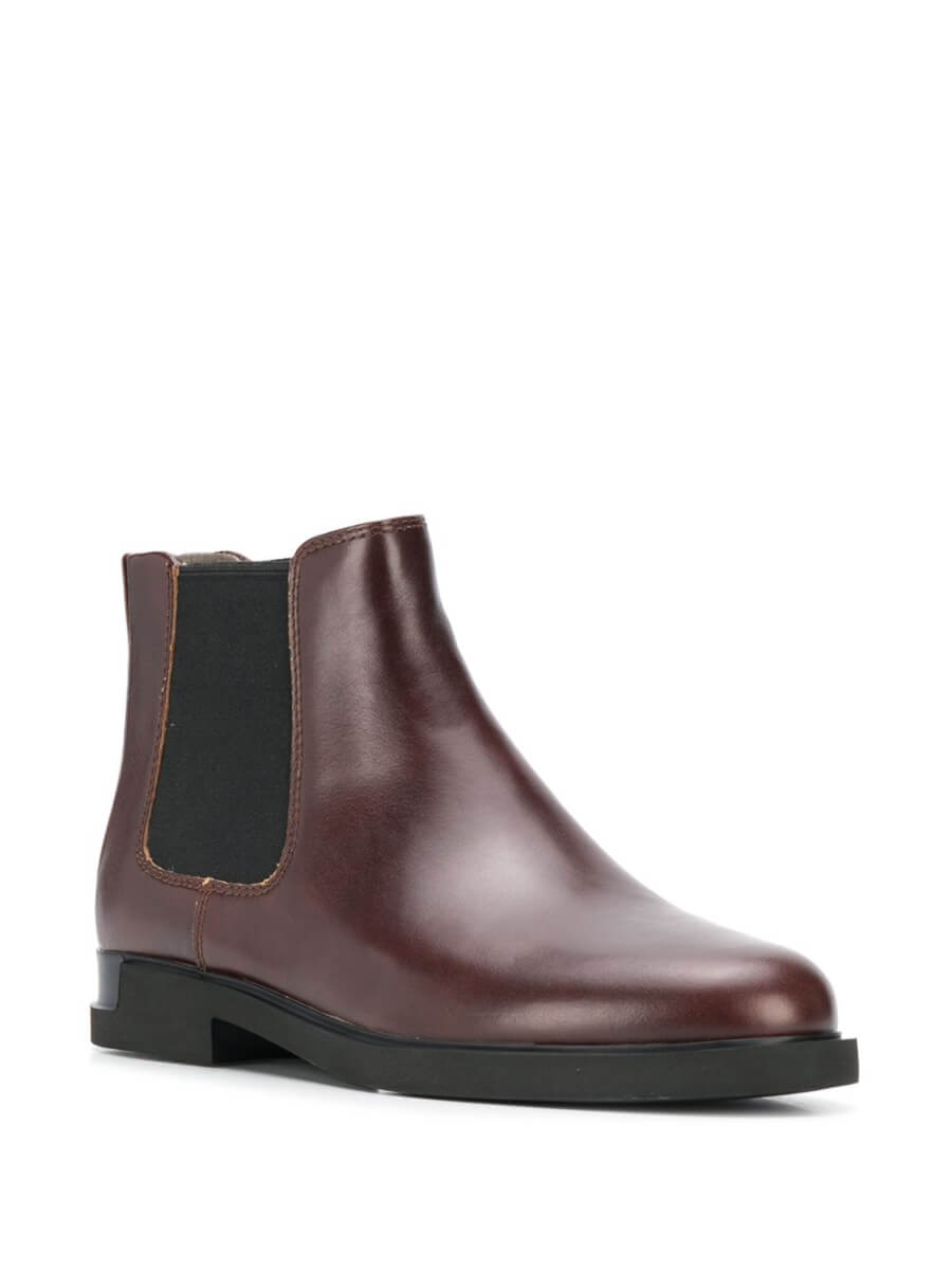 Maroon coloured leather ankle boots