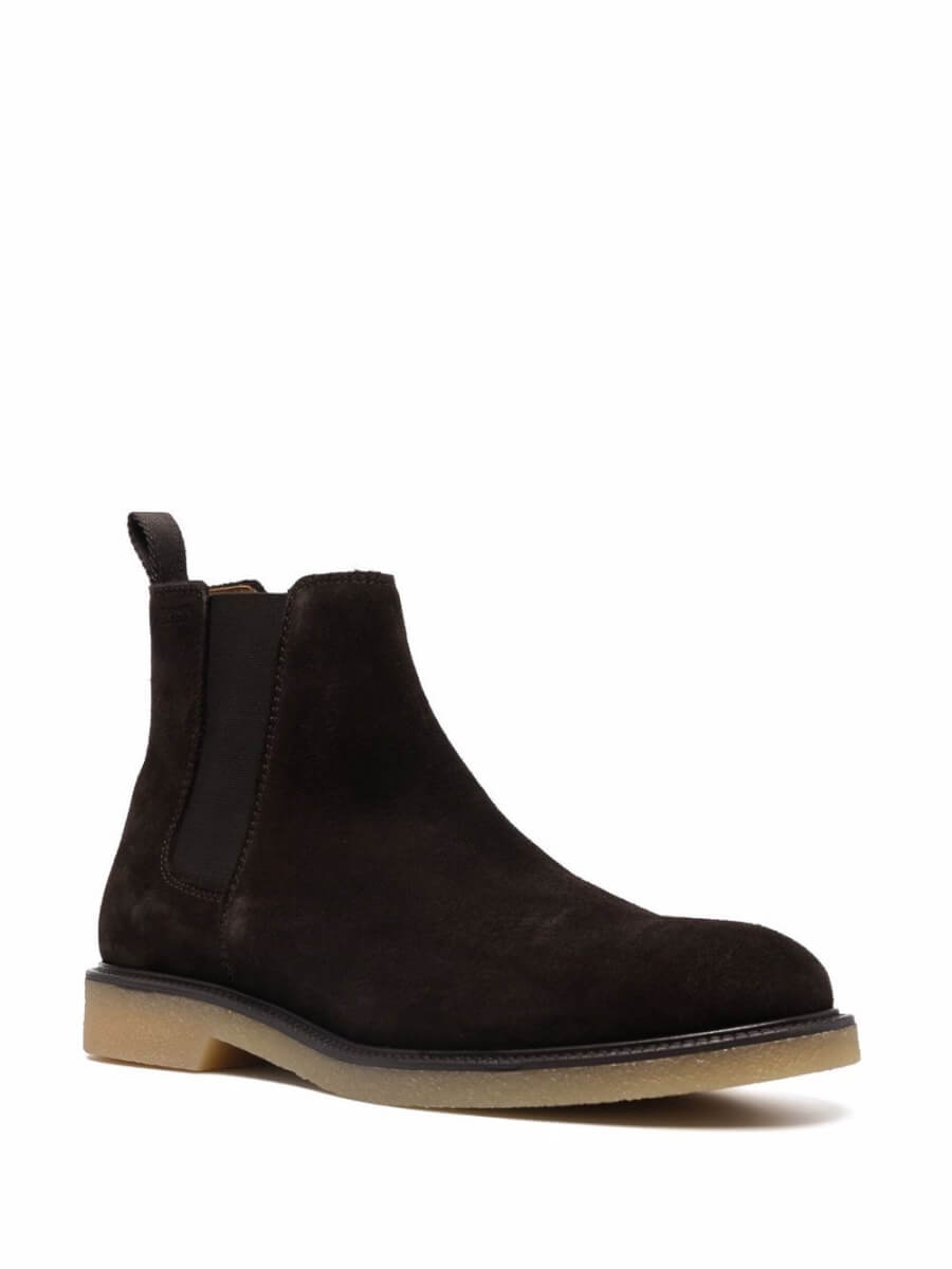 Dark brown suede Chelsea ankle boots