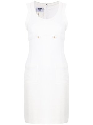 Chanel Pre-Owned 1985-1993 CC-button knitted dress - White