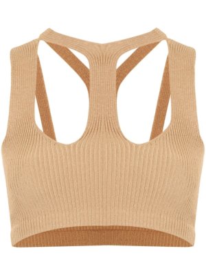 Dion Lee ribbed cut-out cropped top - Brown