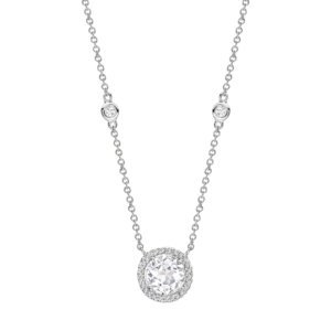 Grace 18ct White Gold, White Topaz Round Diamond Necklace