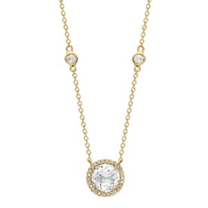 Grace 18ct Yellow Gold, White Topaz Round Diamond Necklace