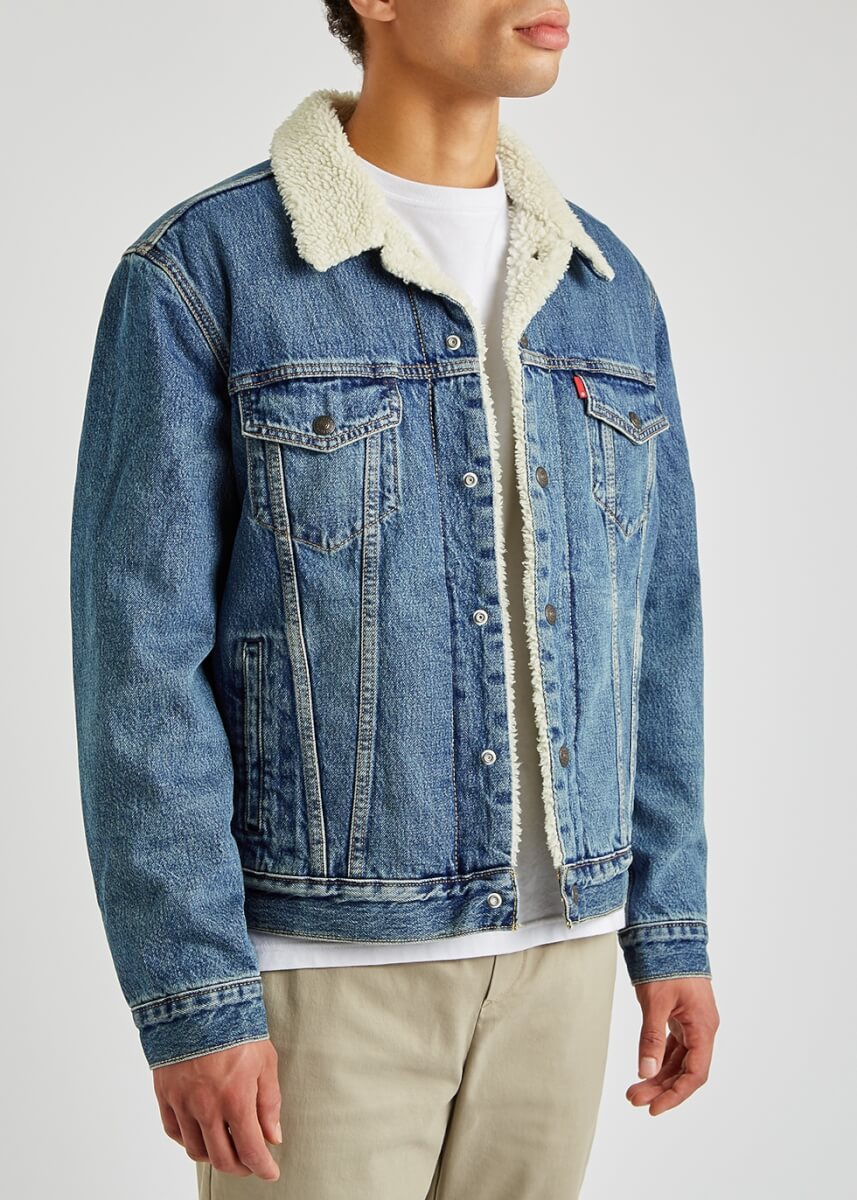 Blue wool lined denim jacket