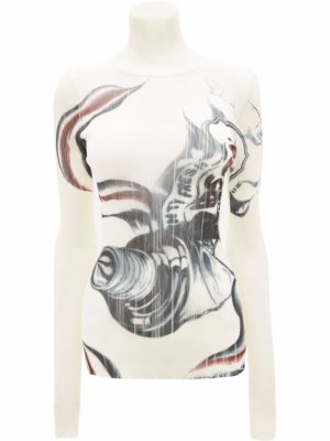 JW Anderson abstract-print high-neck knitted top - White